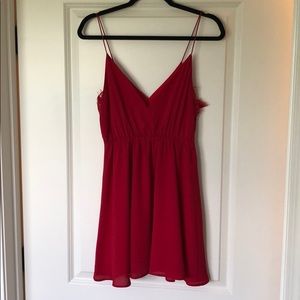 Red Dress with Lace Cutouts